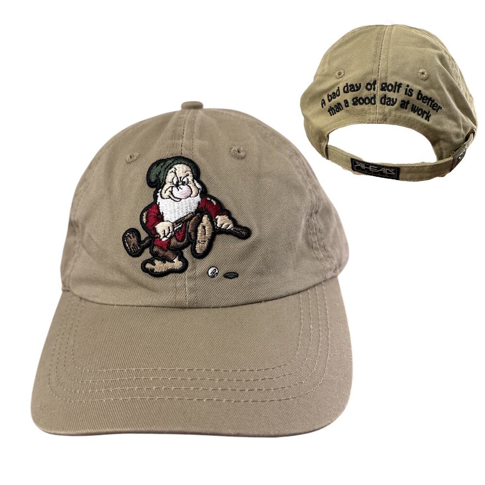 Vintage Grumpy Strapback Hat Cap A Bad Day Of Golf Is Better Work Ahead Disney